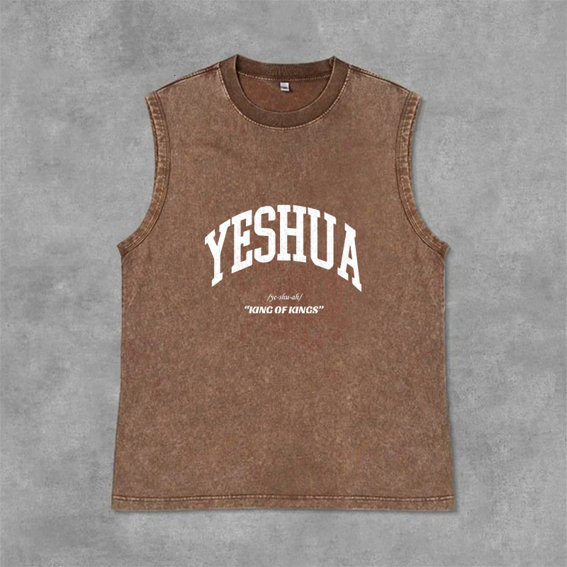 Christianartworkshop Débardeur unisexe délavé Yeshua King Of Kings - Brun - 2XL - image 10