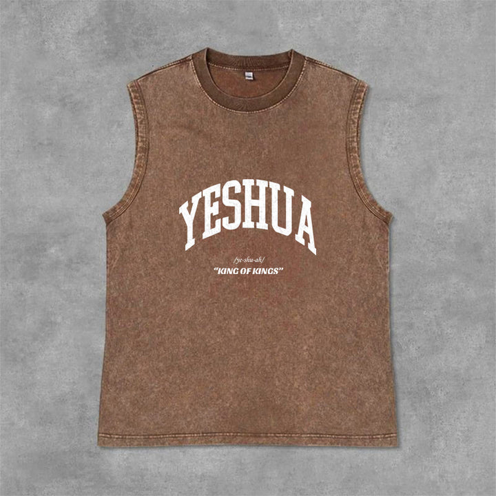 Christianartworkshop Débardeur unisexe délavé Yeshua King Of Kings - Brun - 2XL - image 10