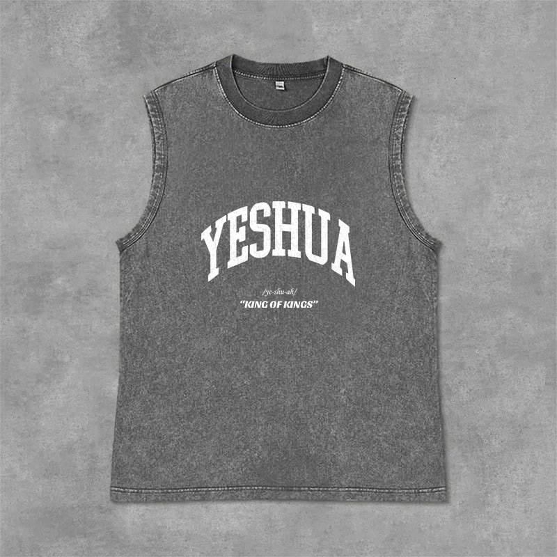 Christianartworkshop Débardeur unisexe délavé Yeshua King Of Kings - Gris - 2XL - image 7