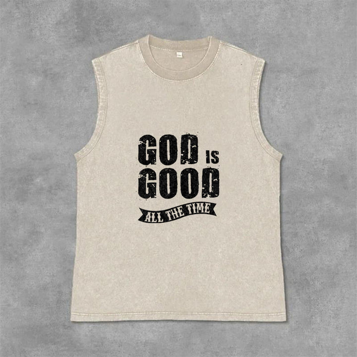 Christianartworkshop Débardeur unisexe lavé « Dieu est bon en tout temps » - Beige - 2XL - image 9
