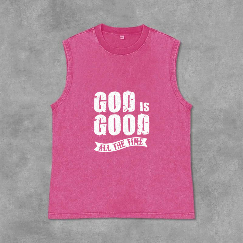 Christianartworkshop Débardeur unisexe lavé « Dieu est bon en tout temps » - Rose - 2XL - image 12