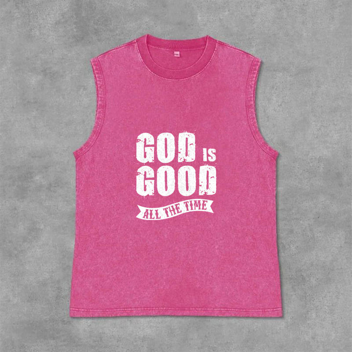 Christianartworkshop Débardeur unisexe lavé « Dieu est bon en tout temps » - Rose - 2XL - image 12