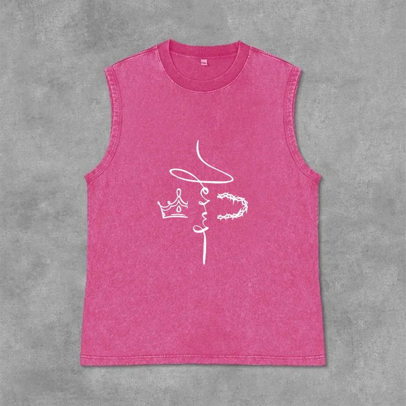 Christianartworkshop Débardeur unisexe délavé avec motif Jésus couronne d'épines - Rose - 2XL - image 12
