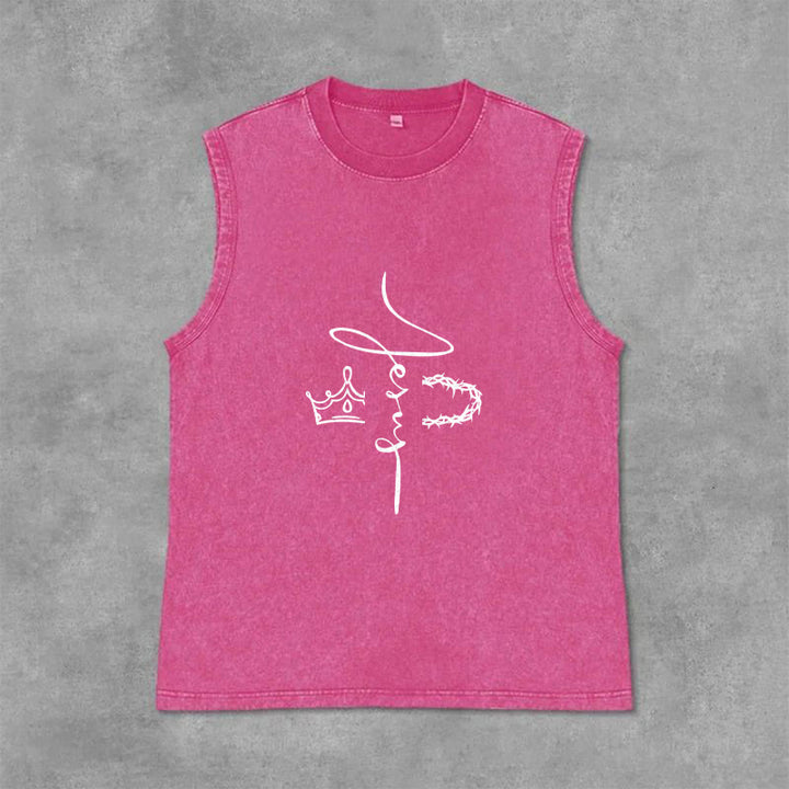 Christianartworkshop Débardeur unisexe délavé avec motif Jésus couronne d'épines - Rose - 2XL - image 12