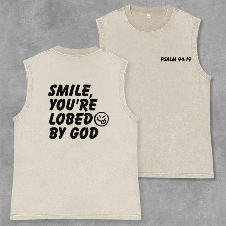 Christianartworkshop Débardeur unisexe délavé « Souriez, vous êtes aimé de Dieu » - Beige - 2XL - image 21