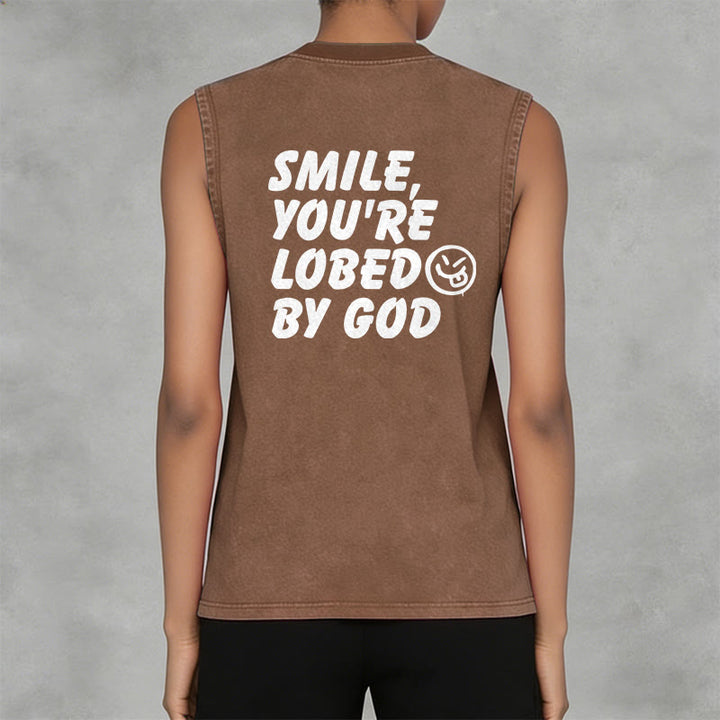 Christianartworkshop Débardeur unisexe délavé « Souriez, vous êtes aimé de Dieu » - image 17