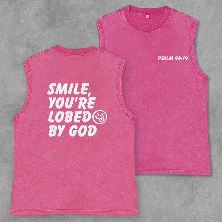 Christianartworkshop Débardeur unisexe délavé « Souriez, vous êtes aimé de Dieu » - Rose - 2XL - image 28