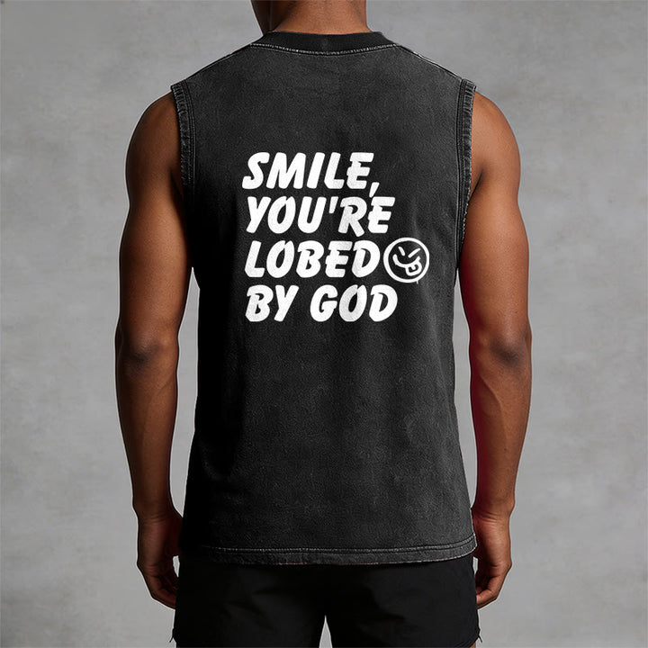 Christianartworkshop Débardeur unisexe délavé « Souriez, vous êtes aimé de Dieu » - image 1
