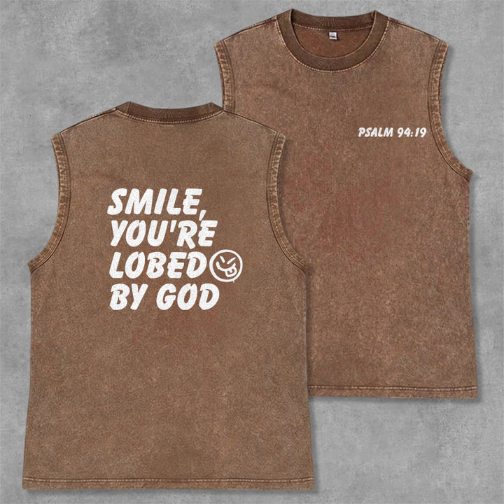 Christianartworkshop Débardeur unisexe délavé « Souriez, vous êtes aimé de Dieu » - Brun - 2XL - image 14
