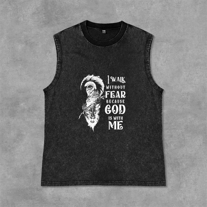 Christianartworkshop Débardeur unisexe lavé « Je marche sans peur, Dieu est avec moi » - Noir - 2XL - image 3