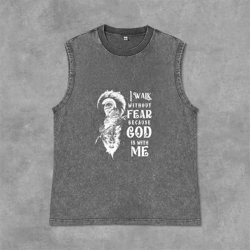 Christianartworkshop Débardeur unisexe lavé « Je marche sans peur, Dieu est avec moi » - Gris - 2XL - image 6