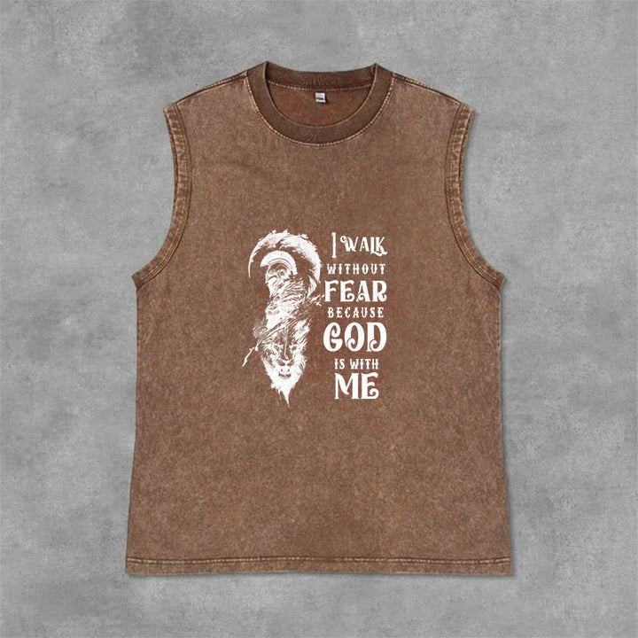 Christianartworkshop Débardeur unisexe lavé « Je marche sans peur, Dieu est avec moi » - Brun - 2XL - image 9
