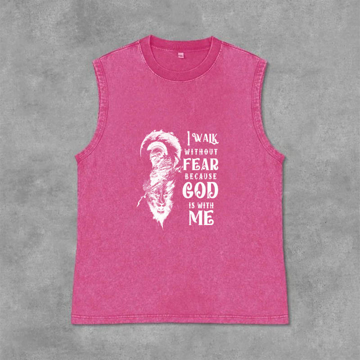 Christianartworkshop Débardeur unisexe lavé « Je marche sans peur, Dieu est avec moi » - Rose - 2XL - image 12