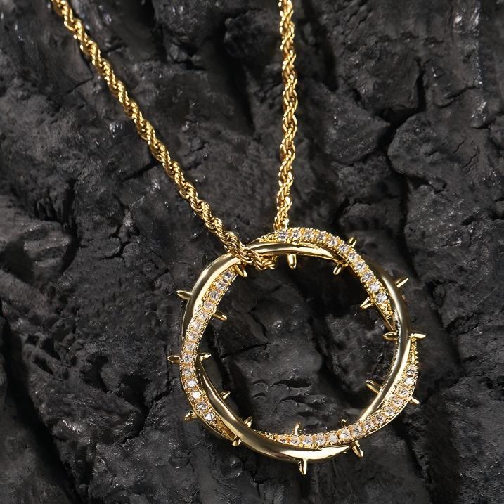 Christianartworkshop Collier Couronne d'épines en zircon : un symbole du sacrifice rédempteur du Christ - Doré - image 0