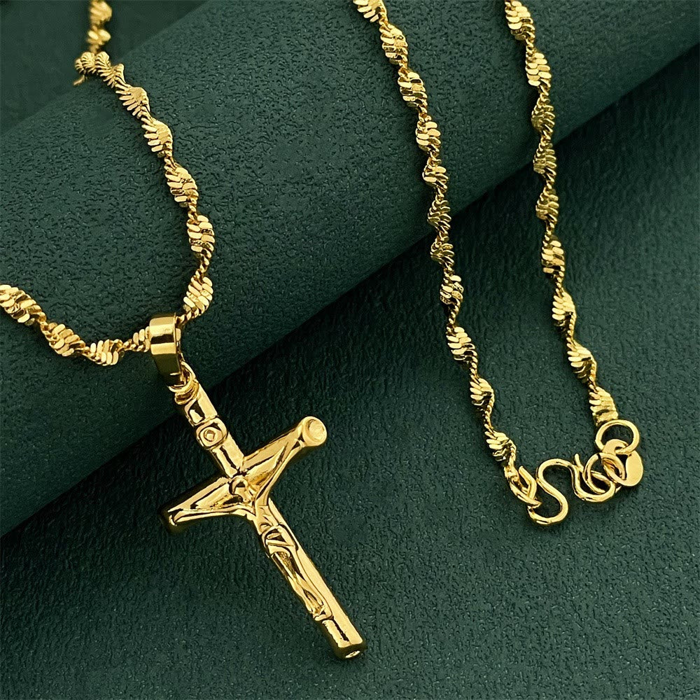 Christianartworkshop Collier croix crucifix dorée : symbole du sacrifice rédempteur du Christ - image 1