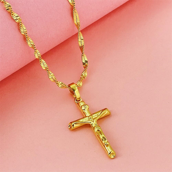 Christianartworkshop Collier croix crucifix dorée : symbole du sacrifice rédempteur du Christ - image 3