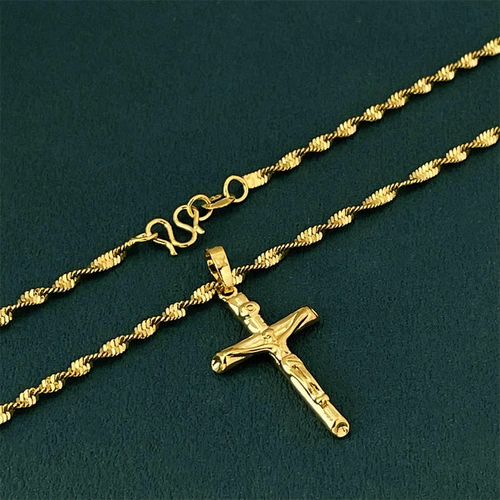 Christianartworkshop Collier croix crucifix dorée : symbole du sacrifice rédempteur du Christ - Doré - image 0
