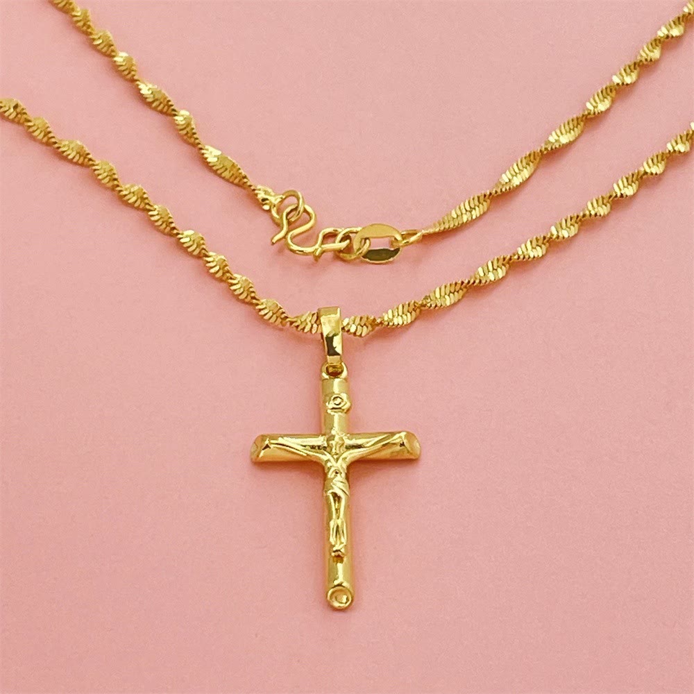 Christianartworkshop Collier croix crucifix dorée : symbole du sacrifice rédempteur du Christ - image 2