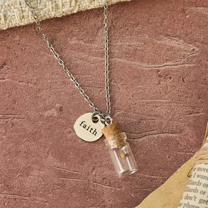 Christianartworkshop Collier avec pendentif bouteille de graine de moutarde et étiquette « Foi » : un symbole de petite foi et de grande force - image 6