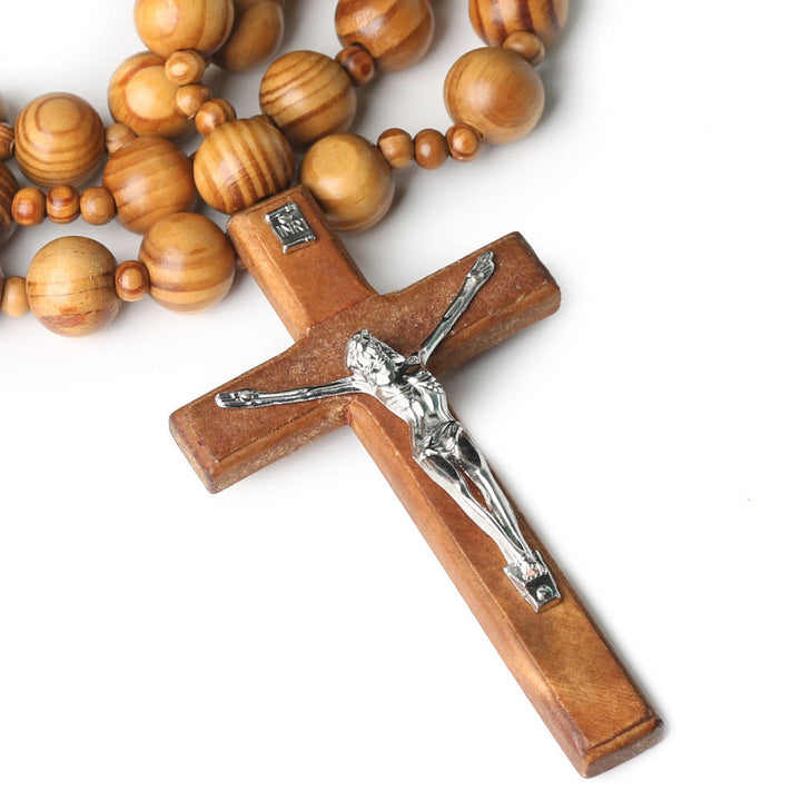 Christianartworkshop Chapelet mural en bois avec crucifix : un symbole de dévotion et de prière à la maison - image 3