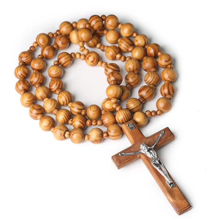 Christianartworkshop Chapelet mural en bois avec crucifix : un symbole de dévotion et de prière à la maison - image 4