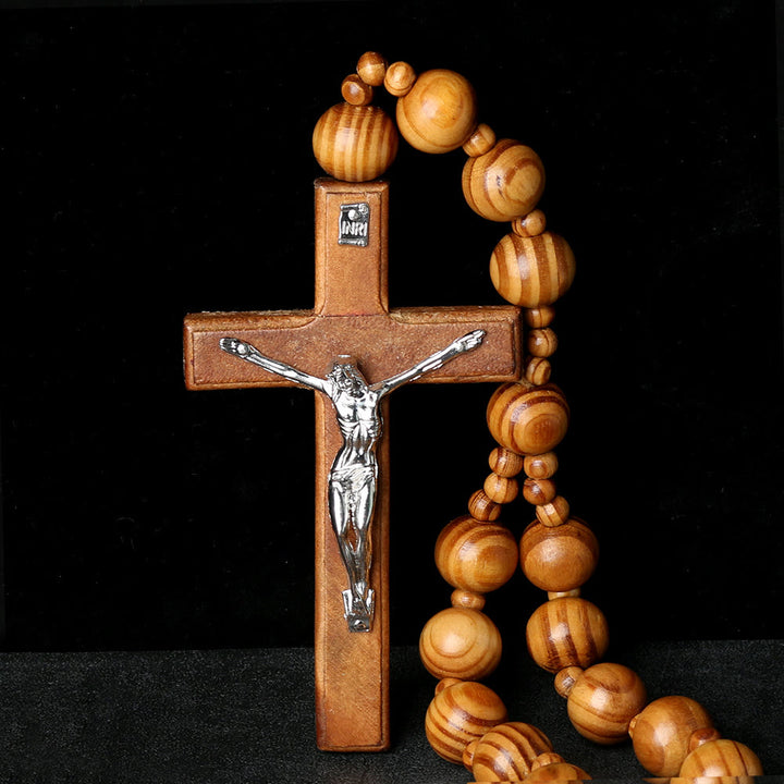 Christianartworkshop Chapelet mural en bois avec crucifix : un symbole de dévotion et de prière à la maison - image 2