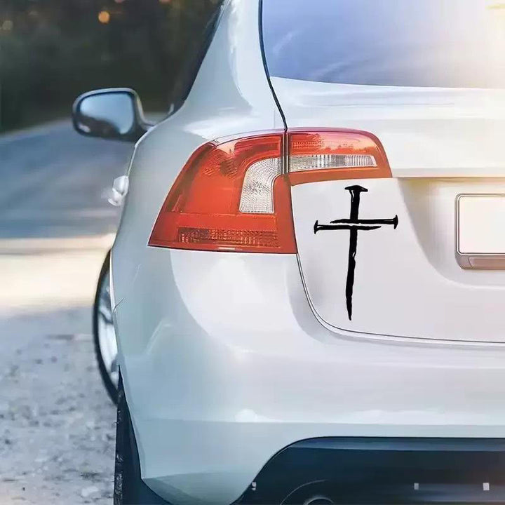 Christianartworkshop Autocollant en vinyle à motif croix vieillie : résistant aux intempéries, pour vitre de voiture - Noir - image 5