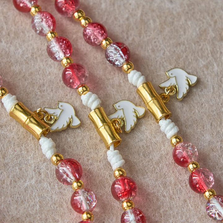 Christianartworkshop Chapelet de Notre-Dame avec colombe du Saint-Esprit et perles de verre rouge : incarne l’amour sacré et une dévotion vibrante - image 11
