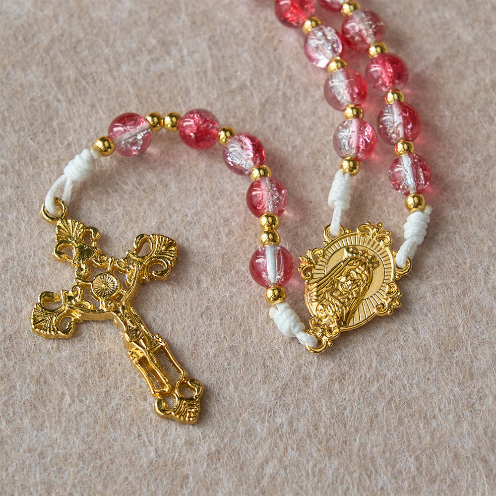 Christianartworkshop Chapelet de Notre-Dame avec colombe du Saint-Esprit et perles de verre rouge : incarne l’amour sacré et une dévotion vibrante - image 10
