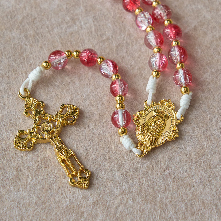 Christianartworkshop Chapelet de Notre-Dame avec colombe du Saint-Esprit et perles de verre rouge : incarne l’amour sacré et une dévotion vibrante - image 10