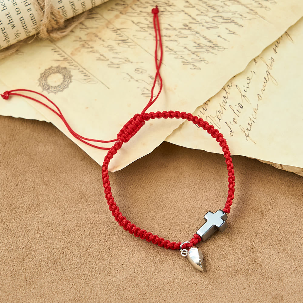Christianartworkshop Ensemble de bracelets magnétiques en forme de cœur et de croix : symbole d’union sacrée et d’amour éternel - image 2