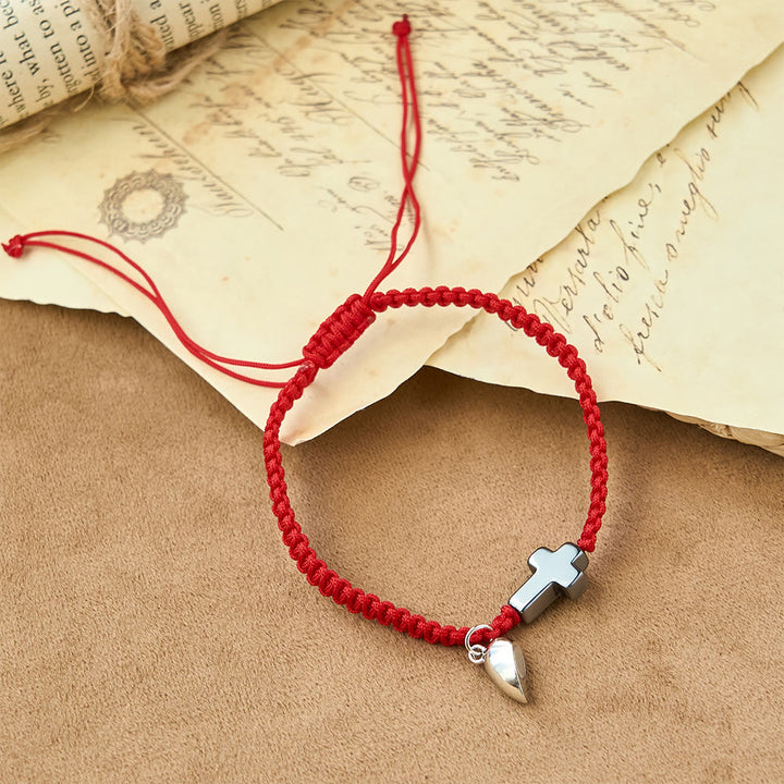Christianartworkshop Ensemble de bracelets magnétiques en forme de cœur et de croix : symbole d’union sacrée et d’amour éternel - image 2