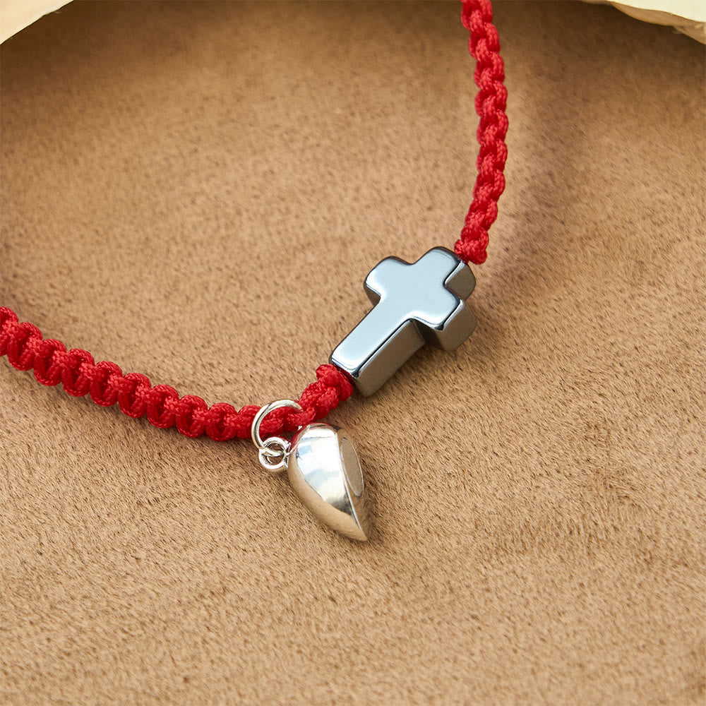 Christianartworkshop Ensemble de bracelets magnétiques en forme de cœur et de croix : symbole d’union sacrée et d’amour éternel - image 3