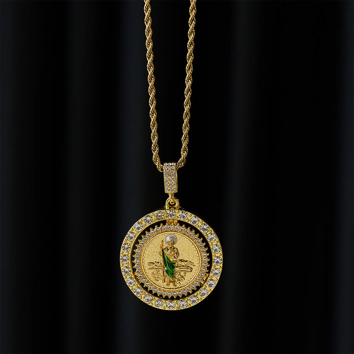 Christianartworkshop Collier halo rotatif en cristal de Saint Jude : un symbole de grâce et de protection sacrées - image 2