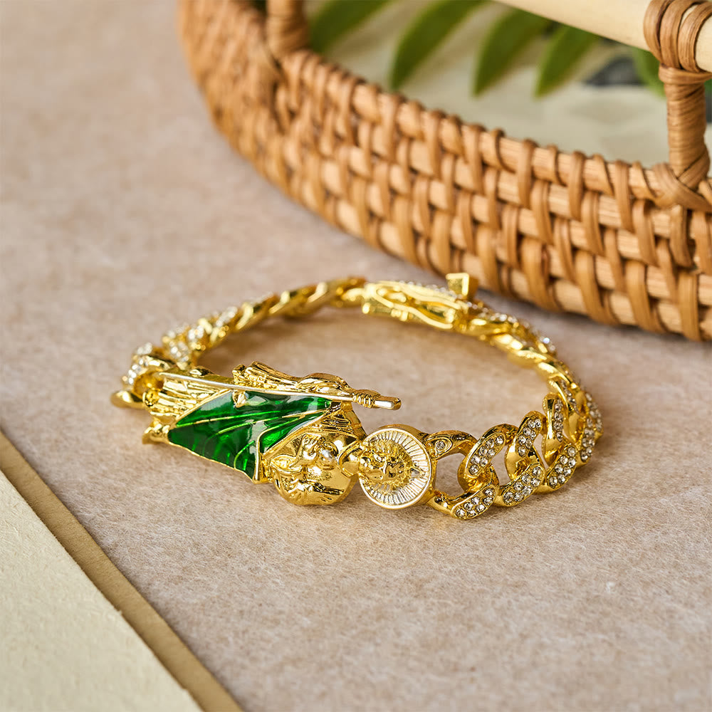 Christianartworkshop Bracelet gourmette en zircon orné de Saint Jude à la robe verte : symbole de grâce et de protection sacrées - Bracelet - image 0