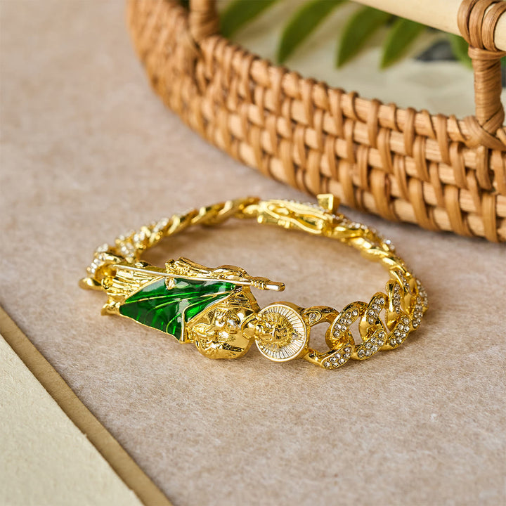Christianartworkshop Bracelet gourmette en zircon orné de Saint Jude à la robe verte : symbole de grâce et de protection sacrées - Bracelet - image 0