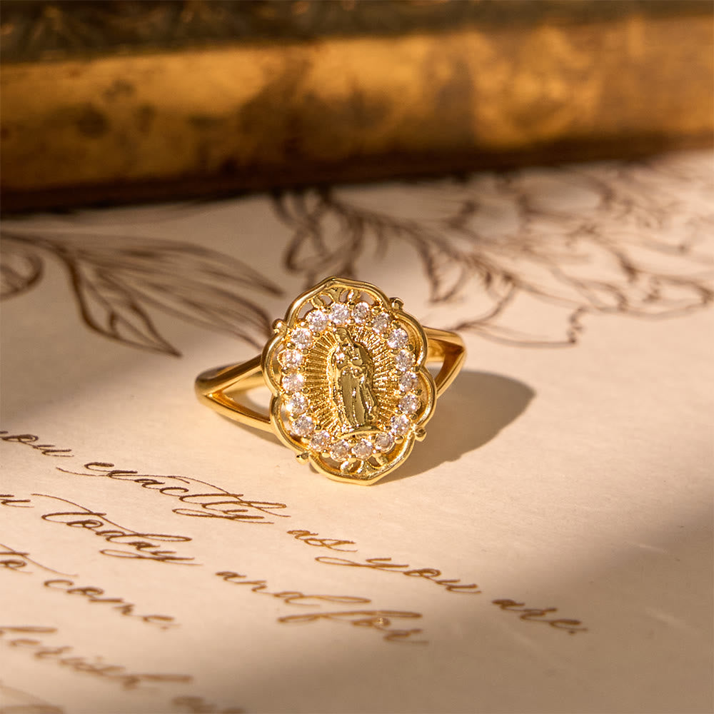 Christianartworkshop Bague Notre-Dame en filigrane d'or orné : l'alliance de l'élégance et de la grâce spirituelle - image 3