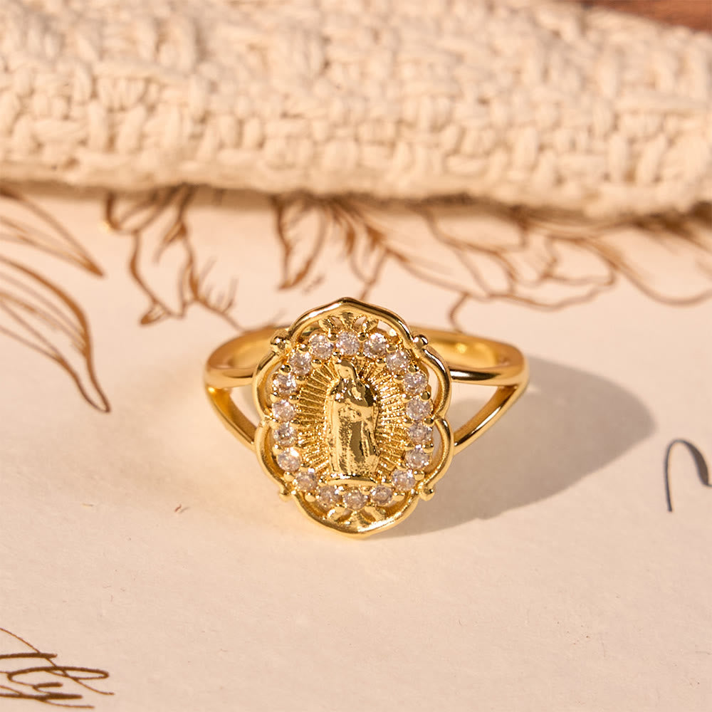 Christianartworkshop Bague Notre-Dame en filigrane d'or orné : l'alliance de l'élégance et de la grâce spirituelle - image 1