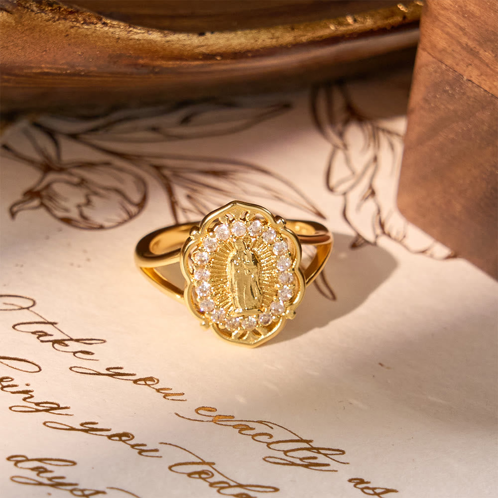Christianartworkshop Bague Notre-Dame en filigrane d'or orné : l'alliance de l'élégance et de la grâce spirituelle - image 5