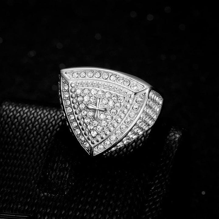 Christianartworkshop Bague à croix et bouclier audacieux : emblème intemporel de foi et de courage - Argent - US 13 - image 3