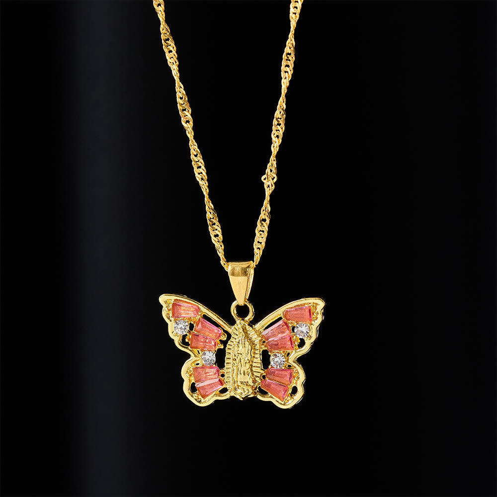 Christianartworkshop Collier Papillon Renaissance Spirituelle : Centre Notre-Dame et aile en cristal, chaîne torsadée - image 5