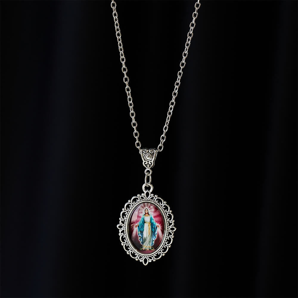 Christianartworkshop Collier avec cadre en filigrane représentant Notre-Dame : un symbole de grâce sacrée et de lumière divine - image 10