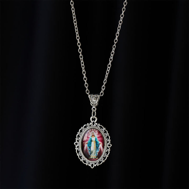 Christianartworkshop Collier avec cadre en filigrane représentant Notre-Dame : un symbole de grâce sacrée et de lumière divine - image 10