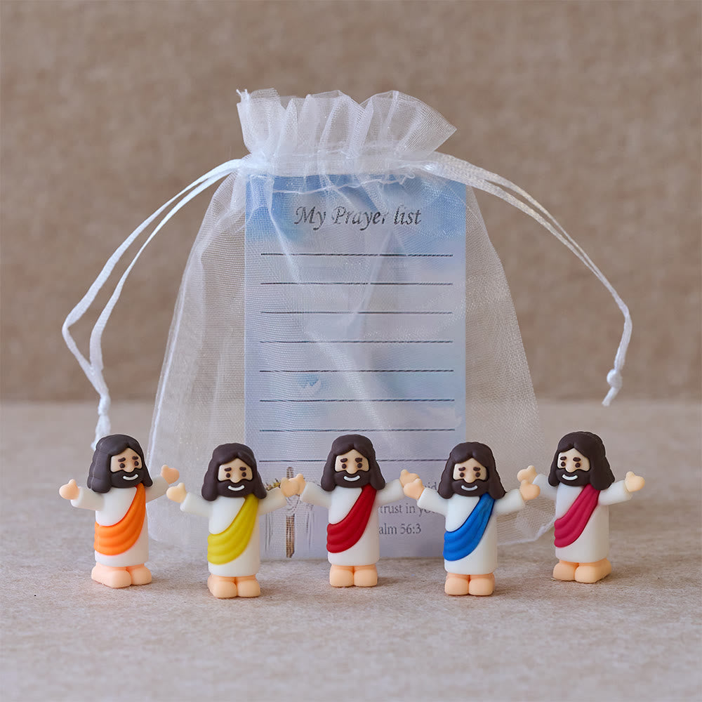 Figurine miniature de Jésus de Christianartworkshop avec mon ensemble de liste de prières : un symbole de foi douce dans chaque main - 20 pièces/ensemble - image 0