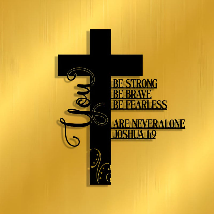 Christianartworkshop Croix en métal Josué 1:9 : un symbole de foi inébranlable - image 1