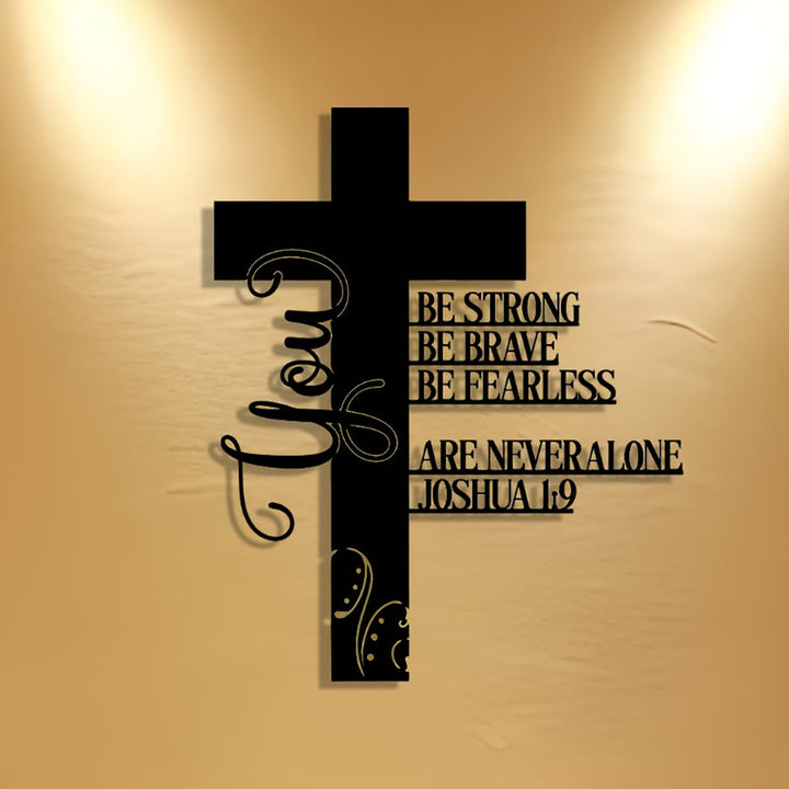 Christianartworkshop Croix en métal Josué 1:9 : un symbole de foi inébranlable - image 0