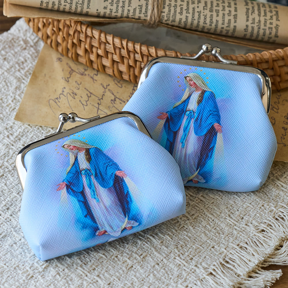 Christianartworkshop Pochette à chapelet Notre-Dame de Grâce à fermoir baiser : un réceptacle sacré pour les trésors de la foi - image 1
