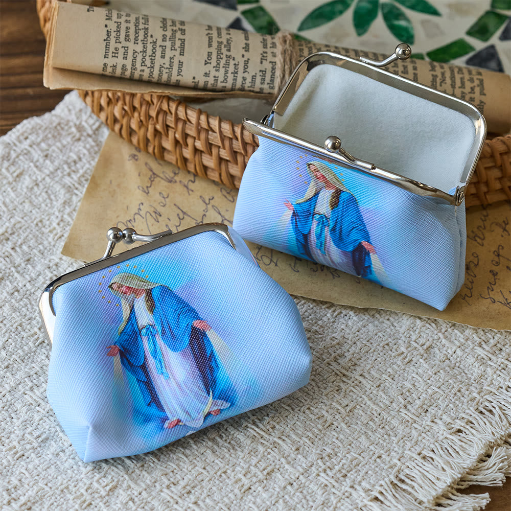 Christianartworkshop Pochette à chapelet Notre-Dame de Grâce à fermoir baiser : un réceptacle sacré pour les trésors de la foi - Notre-Dame (2 pièces) - image 0
