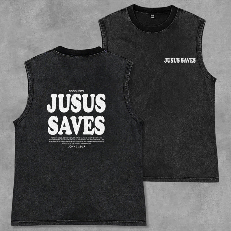 Christianartworkshop Débardeur unisexe lavé « Jésus sauve » Jean 3:16 - Noir - 2XL - image 7