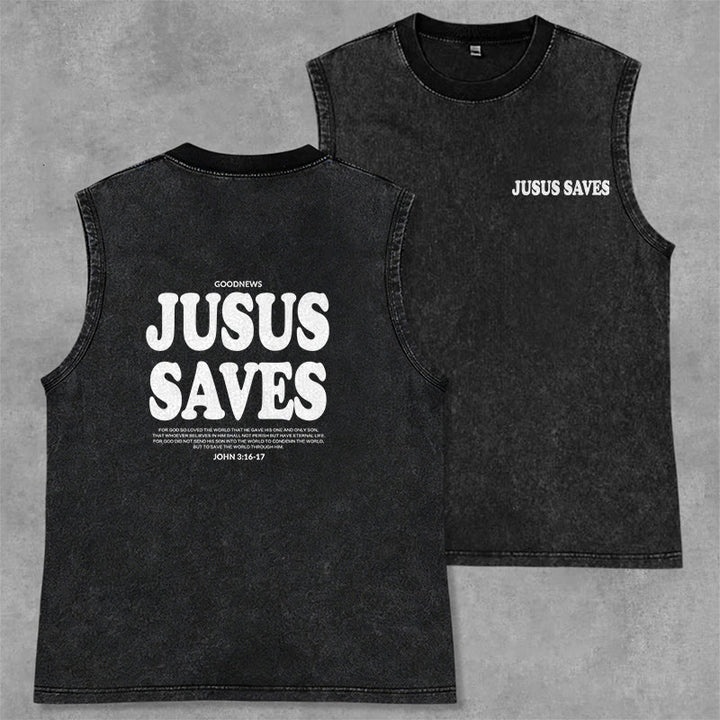Christianartworkshop Débardeur unisexe lavé « Jésus sauve » Jean 3:16 - Noir - 2XL - image 7